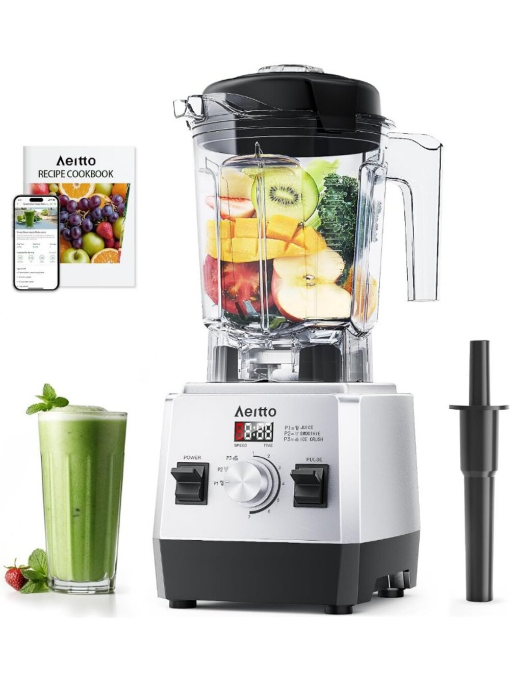 High-Power 68Oz Smoothie Blender with 3 Preset Programs & 7 Speeds - Ice Crush